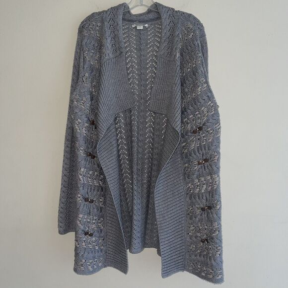 Coldwater Creek Longline Cardigan Plus Size 14 16 Wool Gray Knit Sweater - Picture 2 of 11